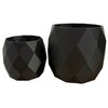 Planten potjes, Diverse afmetingen, Model Rond Geometrisch, Zwart
