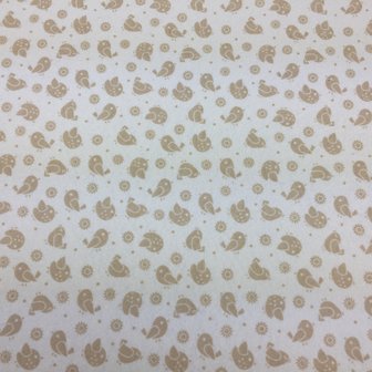 Vilt met vogel print beige 