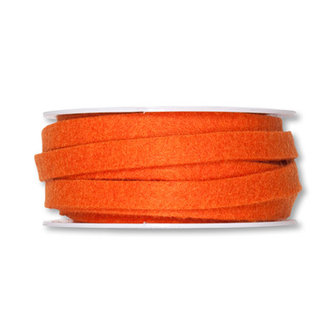 Vilt band 1 cm breed, Oranje, 5 meter op rol