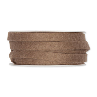 Vilt band 1 cm breed, Mud Brown, 5 meter op rol 