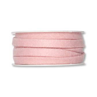 Vilt band 1 cm breed, Pastel Roze, 5 meter op rol