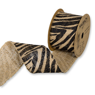 Jute Band Zebra Print 6 cm breed 50 cm lang per zakje