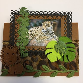 Jute Band Panter Print 6 cm breed 50 cm lang per zakje