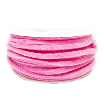 Vilt band 4 mm x 15 meter op rol, Fel Roze