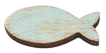 Hout vis dik turquoise 4,5 cm 5 stuks per doosje