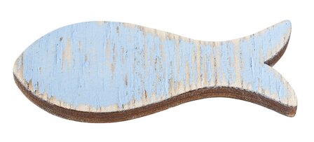 Hout vis zacht blauw 6 cm 5 stuks per doosje