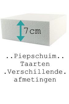 Taart Dummy Vierkant 7 cm hoog, verschillende afmetingen