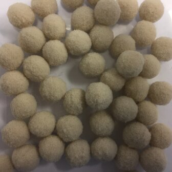 Mini pom poms 14 mm doorsnee beige zakje