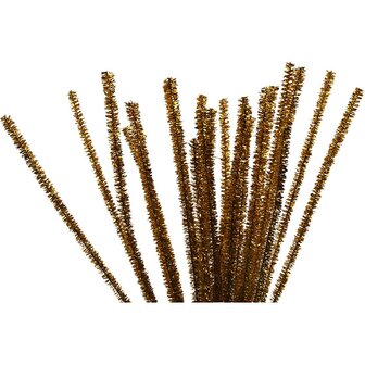 Chenille draad goud 6 mm doorsnee 30 cm lengte 24 stuks per zak