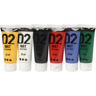 Mat readymix verf 6 flacons 20 ml set