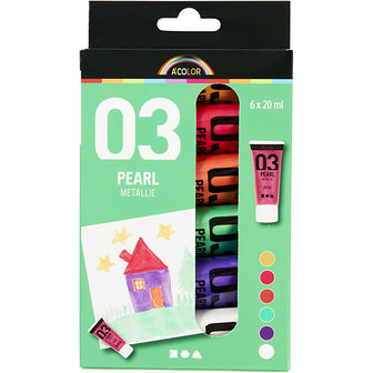 Pearl metallic verf 6 flacons 20 ml set