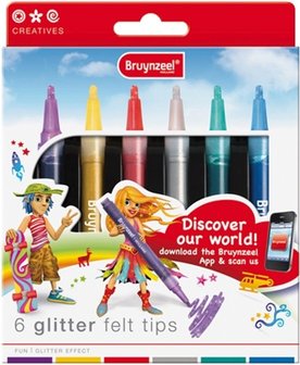 Bruynzeel glitter stiften 6 stuks per set