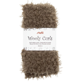 Wooly curls stof bruin 30 x 40 cm per lap