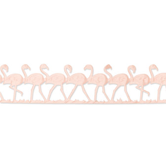 Satijn flamingo band roze 45 mm breed ca. 4 meter per rol