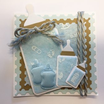 Decoratie baby flesje blauw 6 stuks per zakje