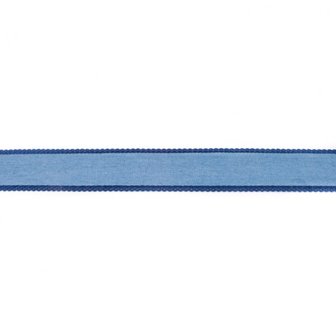 Denim band lichtblauw met donker blauwe rand 50 cm per stuk