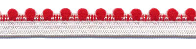 Elastisch bolletjesband rood 12 mm breed per meter