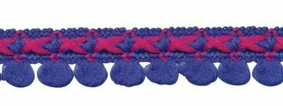 Lusjes band Blauw/Roze 15 mm breed, per meter