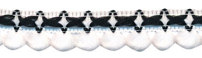 Lusjes band Wit/Zwart 15 mm breed, per meter