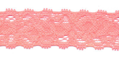 Gehaakt kant elastisch 22 mm breed zalm roze per meter