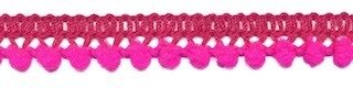 Mini pom pom band knal roze 10 mm breed per meter