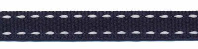 Grosgrain band met stiksels Donkerblauw/Wit