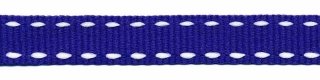 Grosgrain band met stiksels Kobalt blauw/Wit