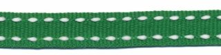 Grosgrain band met stiksels Groen/Wit