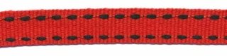 Grosgrain band met stiksels Rood/Zwart