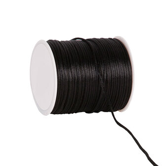 Silk cording, Zwart, 100 meter