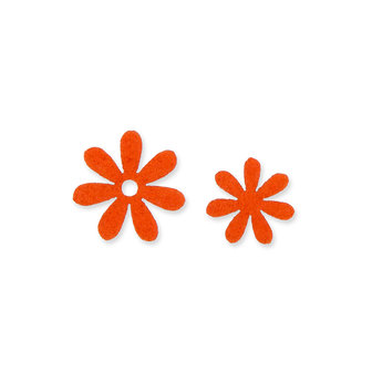 Vilt bloemetjes mini oranje 10 stuks per zakje