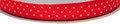 Satijnband dubbelzijdig 13 mm breed met witte stip rood