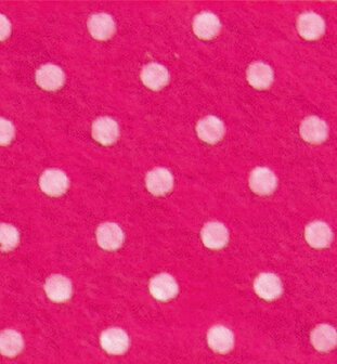 Vilt Print, Stippen, Fuchsia/Wit 