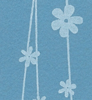 Vilt lapje met bloemetjes blauw 30 x 40 cm 1 mm dik per lapje