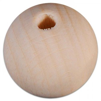 Houten bal, 1 opening, 15 mm doorsnede, 5 stuks per zakje