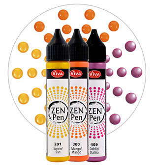 Zen Pen, set van 3, Geel/Oranje/Roze