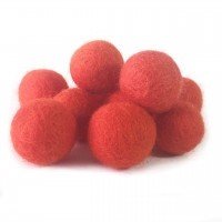 Vilt ballen, circa 2 cm, Donker Oranje, 10 st. per verpakking