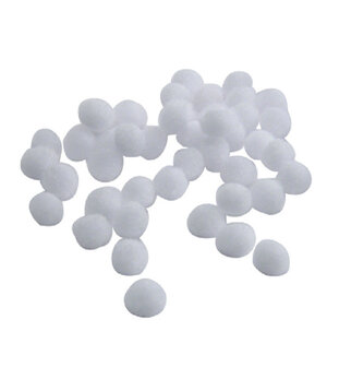 Witte pompons (sneeuwballen), 1 cm doorsnede, 240 stuks per verpakking 