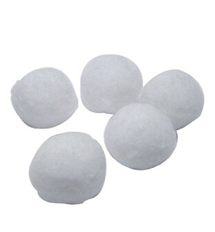 Witte pompons (sneeuwballen), 4,4 cm doorsnede, 12 stuks per verpakking 