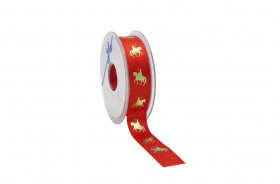 Lint sinterklaas op paard, Rood/Goud, 23mm x 50 cm