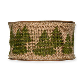 Jute band 5 cm breed kerstboom per rol