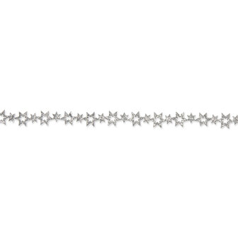 Glitterband sterren 14mm x 5 meter op rol, Zilver