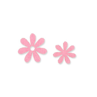 Vilt bloemetjes mini Roze, 10 stuks per zakje