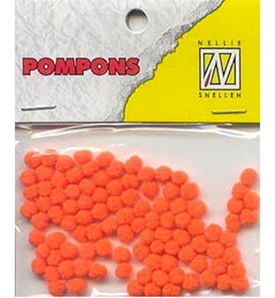 Mini pompoms 3mm, 100 stuks per verpakking, Oranje