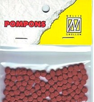 Mini pompoms 3mm, 100 stuks per verpakking, Roest bruin