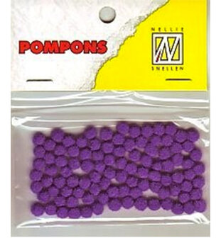 Mini pompoms 3mm, 100 stuks per verpakking, Paars