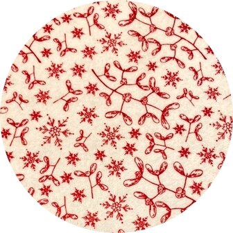 Kerst vilt print mistletoe creme rood 30x40cm - Viltdeco