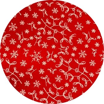 Vilt lap 30 x 40 cm, Rood/Wit, print Mistletoe 