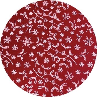 Kerst vilt print mistletoe bordeaux wit 30x40cm - Viltdeco