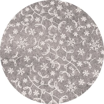 Vilt lap 30 x 40 cm, Grijs gem&ecirc;leerd/Wit, print Mistletoe 